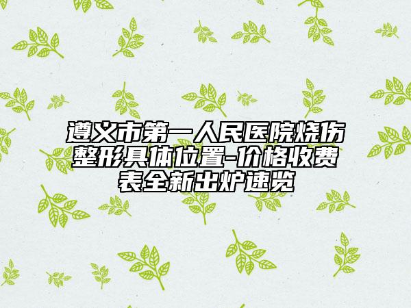 遵義市第一人民醫(yī)院燒傷整形具體位置-價(jià)格收費(fèi)表全新出爐速覽