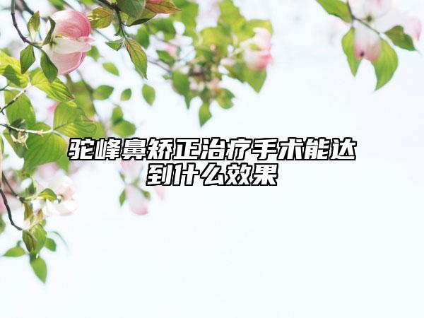 駝峰鼻矯正治療手術(shù)能達(dá)到什么效果