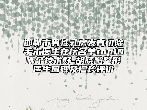 邯鄲市男性乳房發(fā)育切除手術(shù)醫(yī)生在榜名單top10哪個(gè)技術(shù)好-胡曉鵬整形醫(yī)生口碑及擅長(zhǎng)評(píng)價(jià)