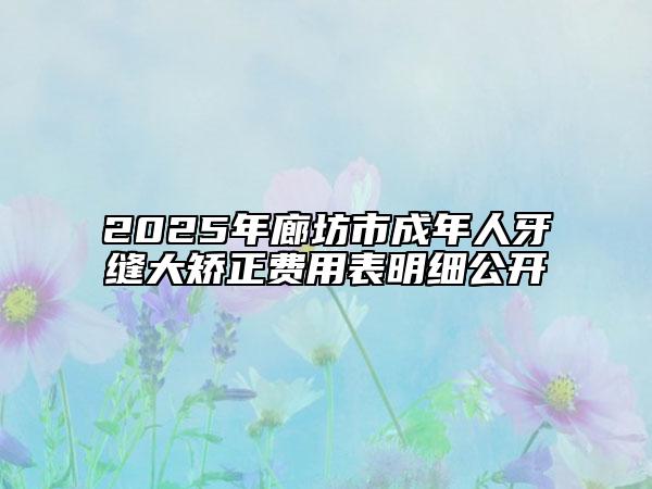2025年廊坊市成年人牙縫大矯正費(fèi)用表明細(xì)公開