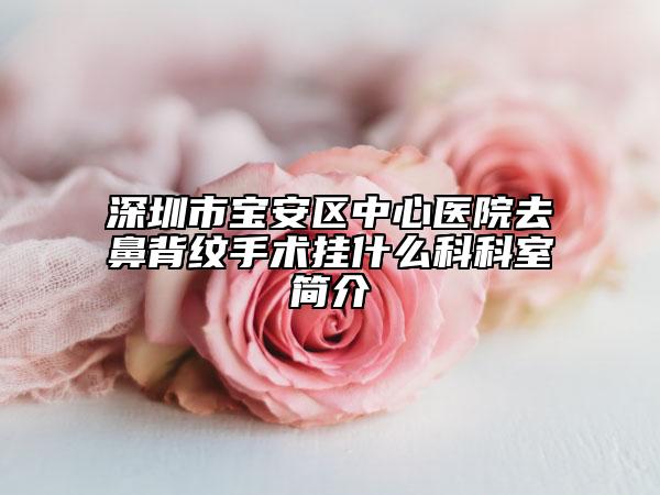 深圳市寶安區(qū)中心醫(yī)院去鼻背紋手術(shù)掛什么科科室簡介