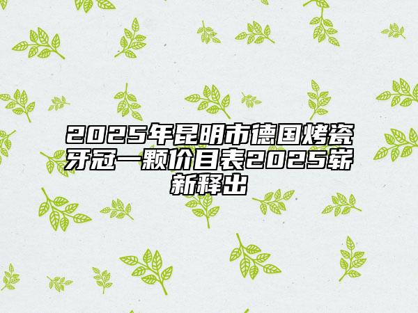 2025年昆明市德國烤瓷牙冠一顆價目表2025嶄新釋出