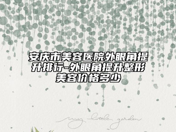 安慶市美容醫(yī)院外眼角提升排行-外眼角提升整形美容價格多少