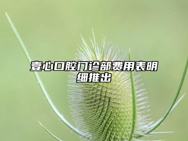 壹心口腔門診部費(fèi)用表明細(xì)推出
