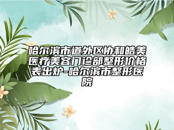 哈爾濱市道外區(qū)協(xié)和皓美醫(yī)療美容門(mén)診部整形價(jià)格表出爐-哈爾濱市整形醫(yī)院