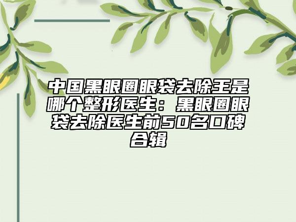中國黑眼圈眼袋去除王是哪個整形醫(yī)生：黑眼圈眼袋去除醫(yī)生前50名口碑合輯