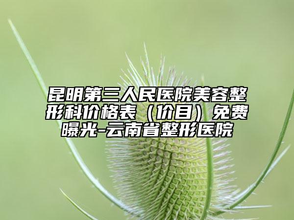 昆明第三人民醫(yī)院美容整形科價(jià)格表（價(jià)目）免費(fèi)曝光-云南省整形醫(yī)院