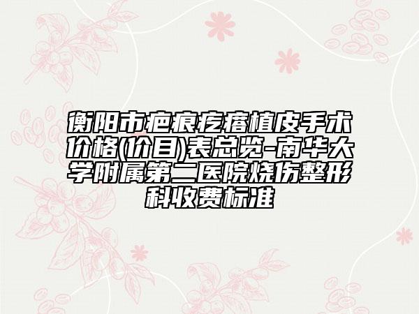 衡陽市疤痕疙瘩植皮手術(shù)價格(價目)表總覽-南華大學(xué)附屬第二醫(yī)院燒傷整形科收費標準