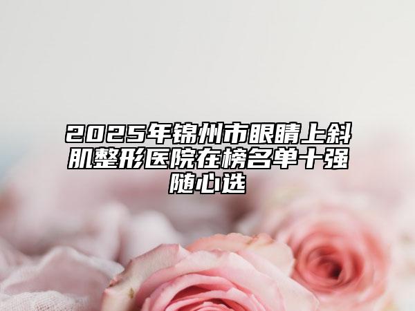 2025年錦州市眼睛上斜肌整形醫(yī)院在榜名單十強隨心選