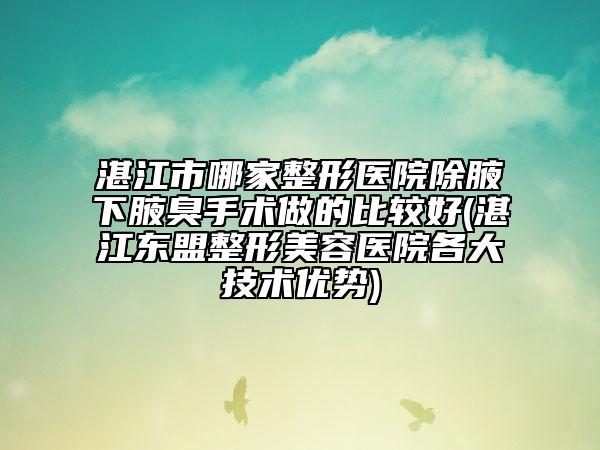湛江市哪家整形醫(yī)院除腋下腋臭手術做的比較好(湛江東盟整形美容醫(yī)院各大技術優(yōu)勢)