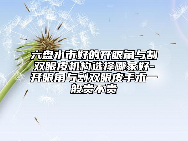 六盤水市好的開眼角與割雙眼皮機構(gòu)選擇哪家好-開眼角與割雙眼皮手術(shù)一般貴不貴