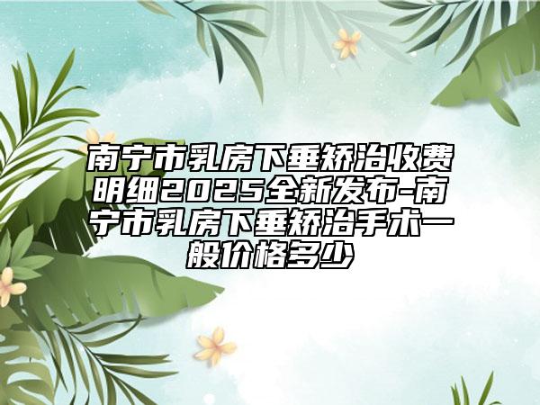 南寧市乳房下垂矯治收費明細2025全新發(fā)布-南寧市乳房下垂矯治手術(shù)一般價格多少