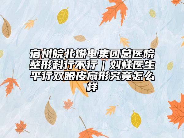 宿州皖北煤電集團總醫(yī)院整形科行不行｜劉柱醫(yī)生平行雙眼皮扇形究竟怎么樣