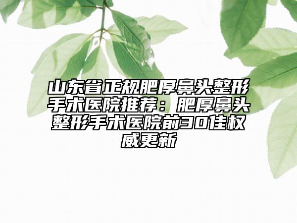 山東省正規(guī)肥厚鼻頭整形手術(shù)醫(yī)院推薦：肥厚鼻頭整形手術(shù)醫(yī)院前30佳權(quán)威更新