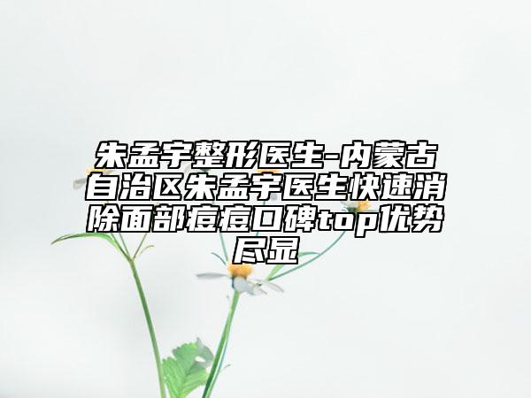 朱孟宇整形醫(yī)生-內(nèi)蒙古自治區(qū)朱孟宇醫(yī)生快速消除面部痘痘口碑top優(yōu)勢(shì)盡顯