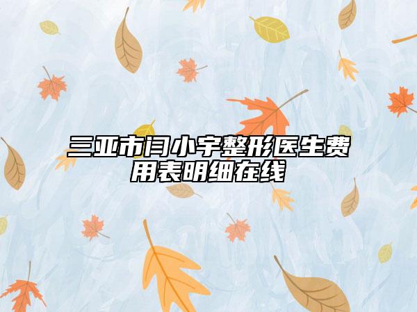 三亞市閆小宇整形醫(yī)生費(fèi)用表明細(xì)在線(xiàn)