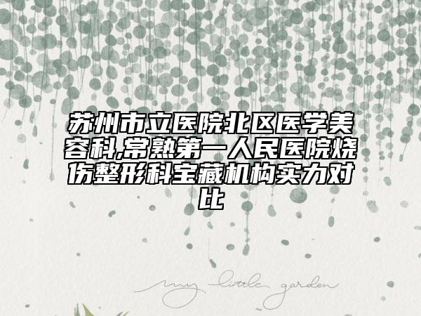 蘇州市立醫(yī)院北區(qū)醫(yī)學(xué)美容科,常熟第一人民醫(yī)院燒傷整形科寶藏機構(gòu)實力對比