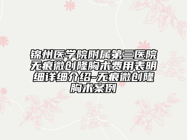 錦州醫(yī)學院附屬第三醫(yī)院無痕微創(chuàng)隆胸術費用表明細詳細介紹-無痕微創(chuàng)隆胸術案例