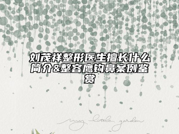 劉茂祥整形醫(yī)生擅長什么簡介&整容鷹鉤鼻案例鑒賞