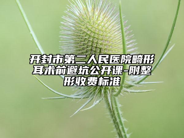 開封市第二人民醫(yī)院畸形耳術(shù)前避坑公開課-附整形收費(fèi)標(biāo)準(zhǔn)