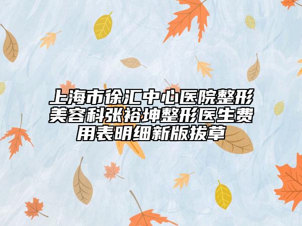 上海市徐匯中心醫(yī)院整形美容科張?jiān)＠ふ吾t(yī)生費(fèi)用表明細(xì)新版拔草