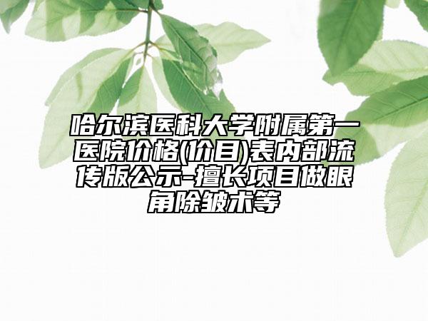 哈爾濱醫(yī)科大學附屬第一醫(yī)院價格(價目)表內部流傳版公示-擅長項目做眼角除皺術等