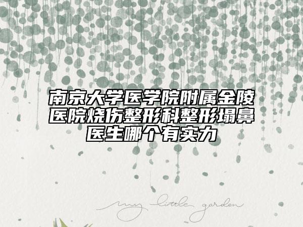 南京大學(xué)醫(yī)學(xué)院附屬金陵醫(yī)院燒傷整形科整形塌鼻醫(yī)生哪個(gè)有實(shí)力