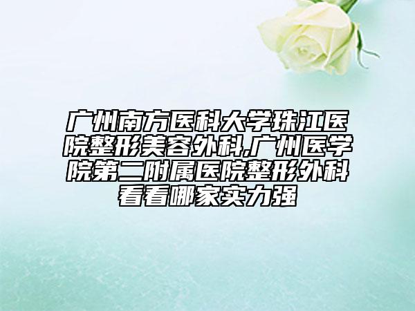 廣州南方醫(yī)科大學(xué)珠江醫(yī)院整形美容外科,廣州醫(yī)學(xué)院第二附屬醫(yī)院整形外科看看哪家實力強