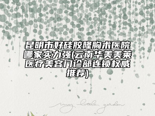昆明市好硅膠隆胸術醫(yī)院哪家實力強(云南華美美萊醫(yī)療美容門診部連鎖權威推薦)