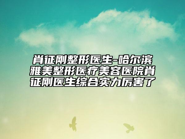 肖征剛整形醫(yī)生-哈爾濱雅美整形醫(yī)療美容醫(yī)院肖征剛醫(yī)生綜合實(shí)力厲害了
