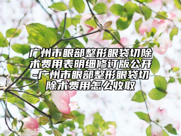 廣州市眼部整形眼袋切除術費用表明細修訂版公開-廣州市眼部整形眼袋切除術費用怎么收取
