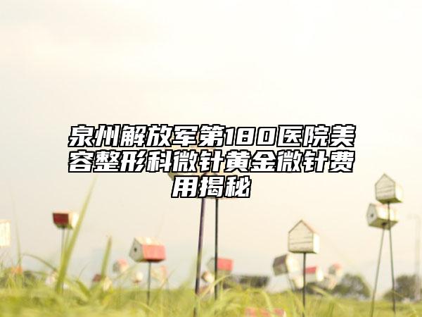泉州解放軍第180醫(yī)院美容整形科微針黃金微針費(fèi)用揭秘