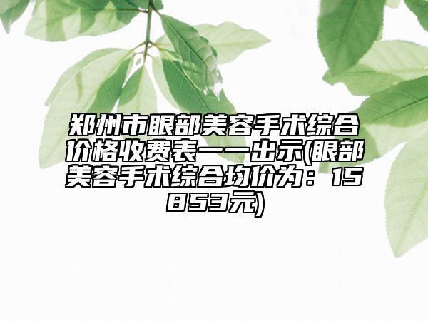 鄭州市眼部美容手術(shù)綜合價(jià)格收費(fèi)表一一出示(眼部美容手術(shù)綜合均價(jià)為：15853元)