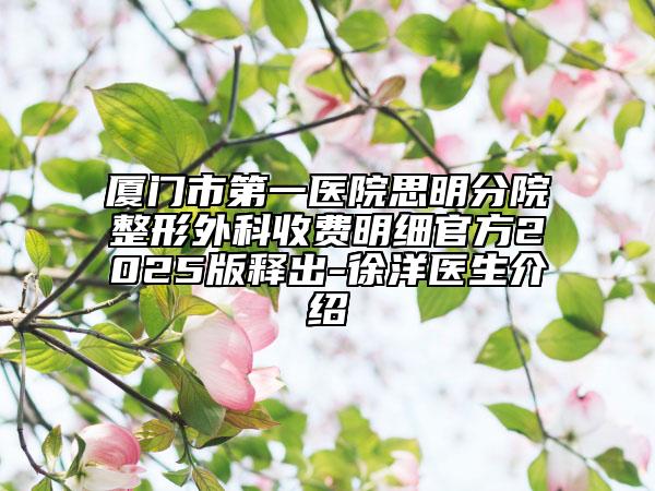 廈門市第一醫(yī)院思明分院整形外科收費明細官方2025版釋出-徐洋醫(yī)生介紹
