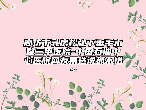廊坊市乳房松弛下垂手術(shù)整三甲醫(yī)院-中國石油中心醫(yī)院網(wǎng)友票選說都不錯~