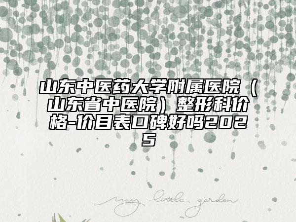 山東中醫(yī)藥大學(xué)附屬醫(yī)院（山東省中醫(yī)院）整形科價(jià)格-價(jià)目表口碑好嗎2025
