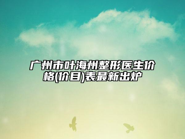 廣州市葉海州整形醫(yī)生價格(價目)表最新出爐