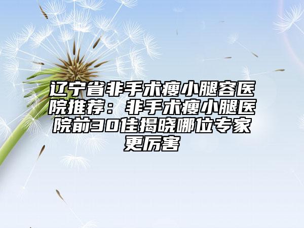 遼寧省非手術瘦小腿容醫(yī)院推薦：非手術瘦小腿醫(yī)院前30佳揭曉哪位專家更厲害