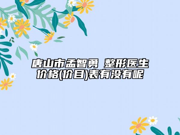 唐山市孟智勇?整形醫(yī)生價(jià)格(價(jià)目)表有沒有呢