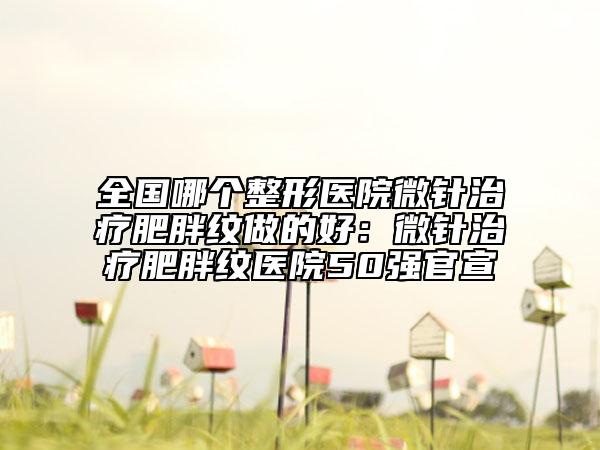 全國哪個整形醫(yī)院微針治療肥胖紋做的好：微針治療肥胖紋醫(yī)院50強(qiáng)官宣